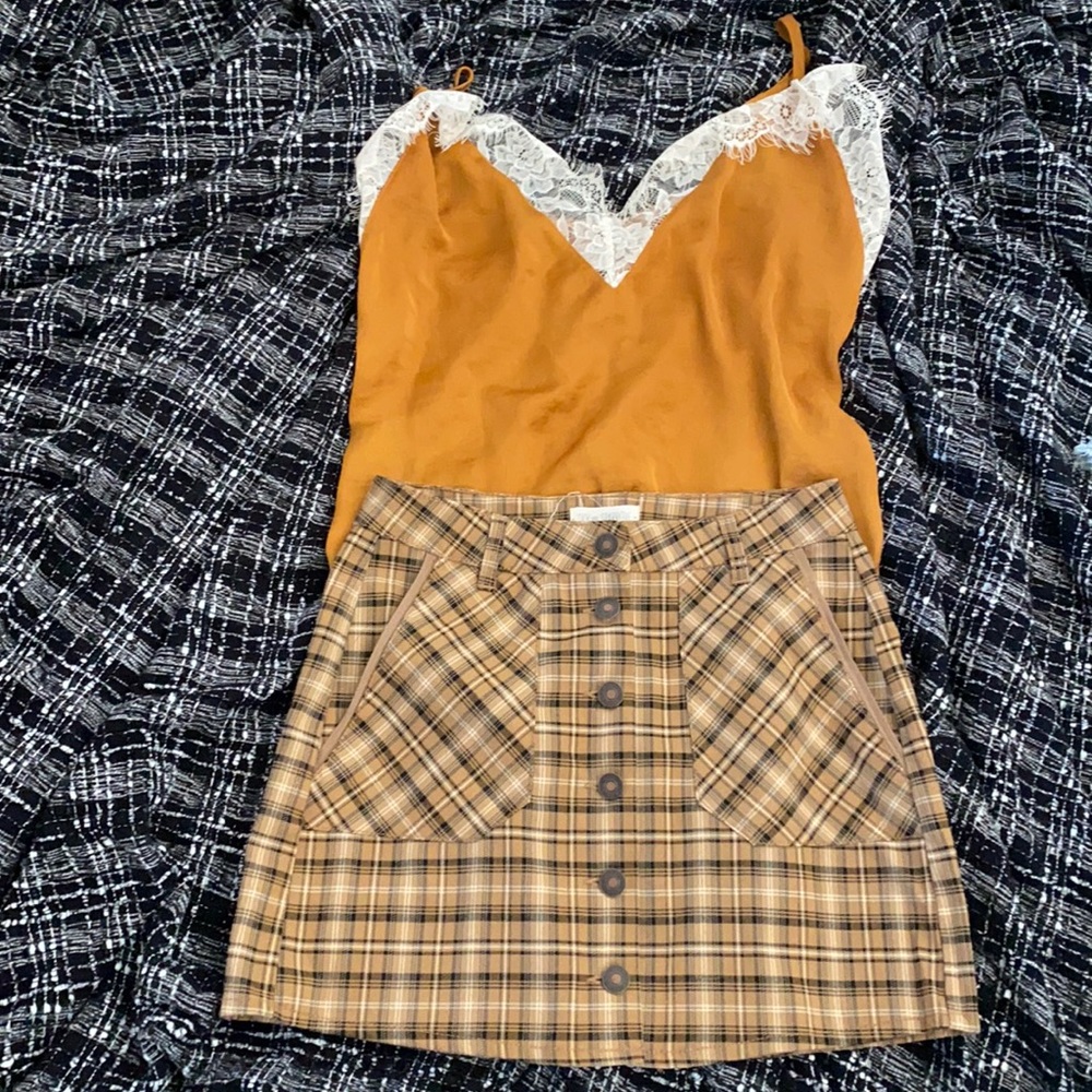 Skirt and silk blouse set